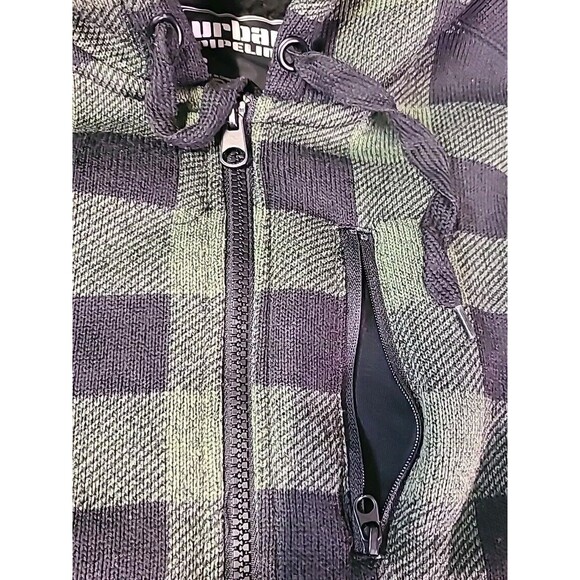 Urban Pipeline Flannel Jacket W/Faux Fur Lining Size Small Men’s Green Plaid Zip - Picture 4 of 8